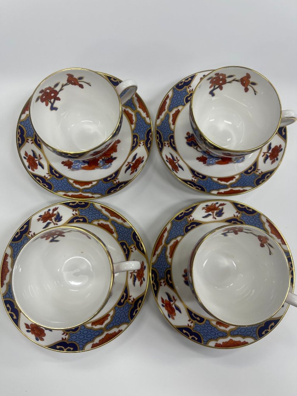 Spode Shima Y8172 Vintage Bone China 4 Cup & Saucer Sets England - Picture 2 of 15